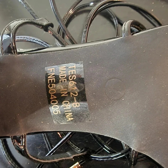 Elisabet Lang Black Patent Leather Lace Up Open Toe Strappy Sandals Shoes Baddie - Picture 8 of 12